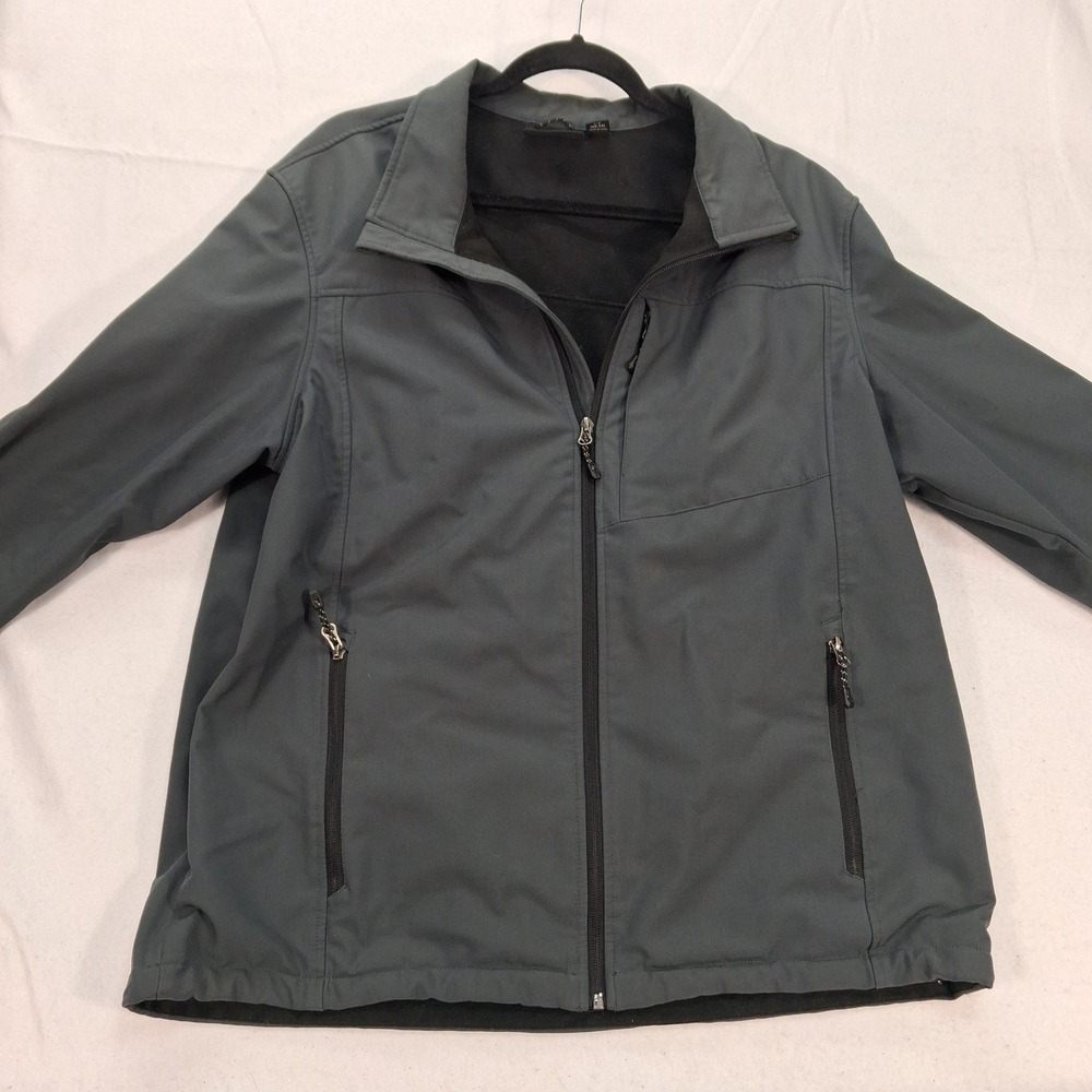 Swiss Tech Jacket Mens L Softshell Gray Full Zip Fleece Lined EUC